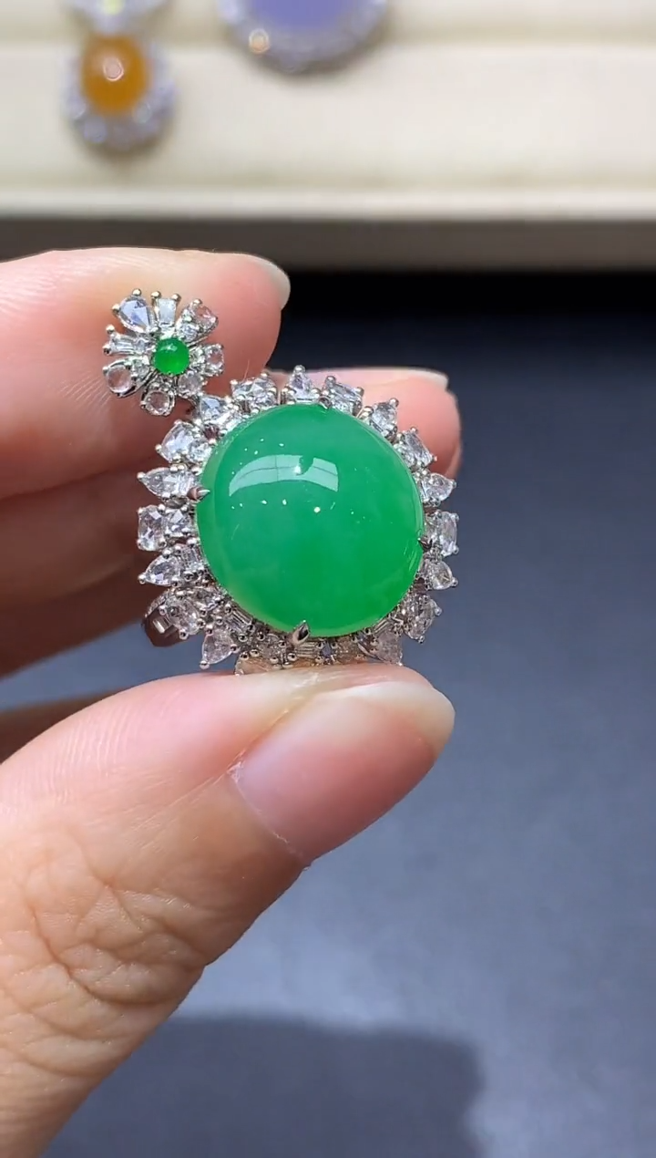 翡翠戒指18K金镶嵌673-中国好珍宝