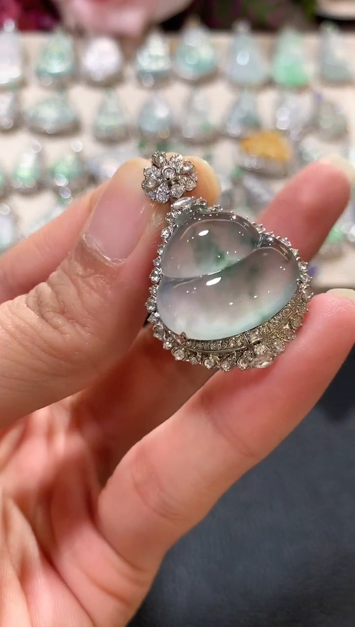 吊坠(不含链)18K金镶嵌翡翠n90  