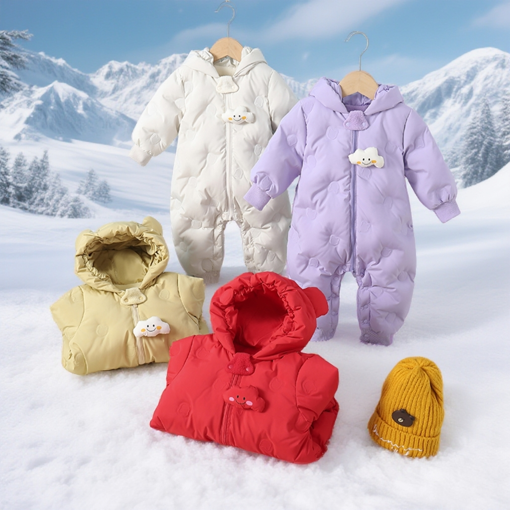 【90绒】婴儿羽绒服连体衣宝宝2025秋冬装外出抱衣爬服新款新生加厚