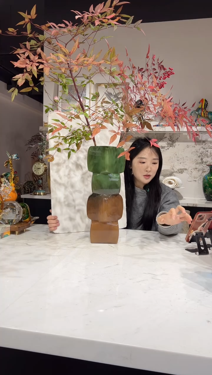 【闪购商品】琉璃几何方块花瓶