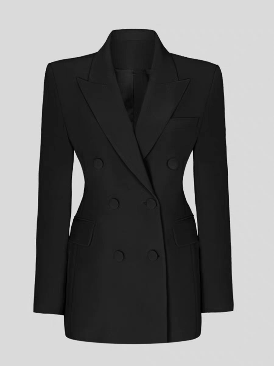 修身时尚长袖女士女常规款极简风女士黑色西装