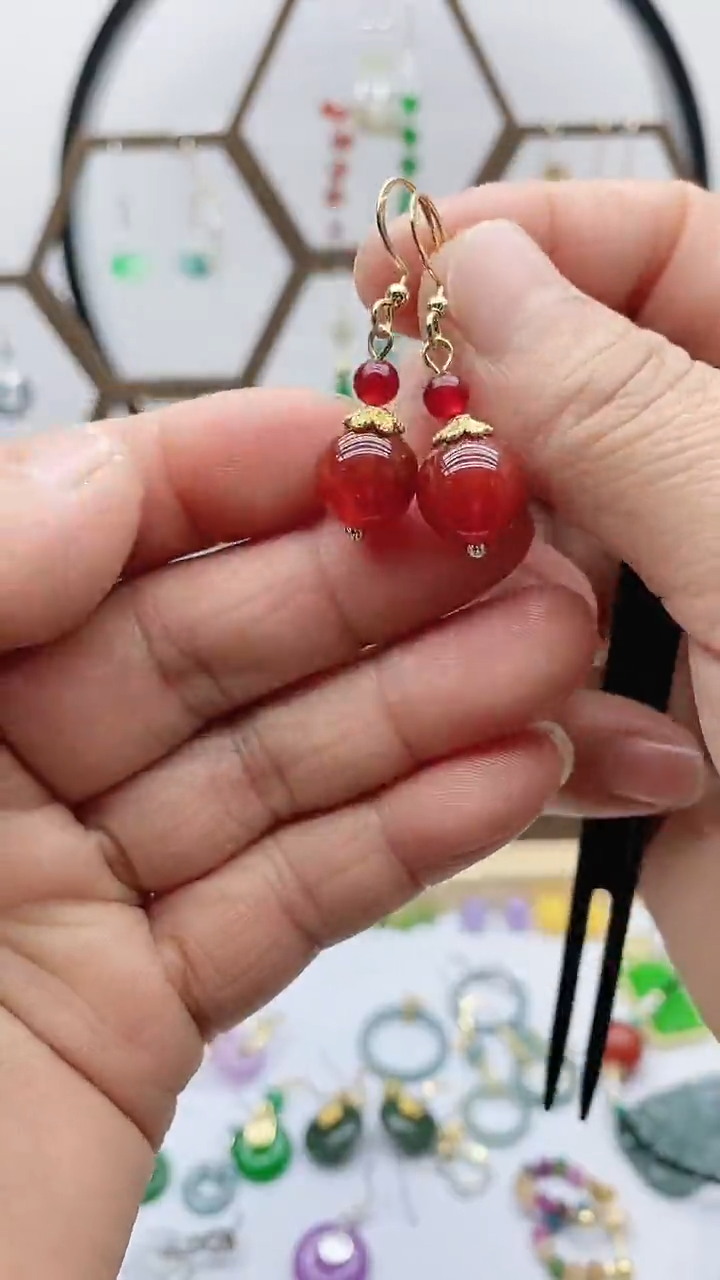 未镶嵌南红玛瑙耳饰77