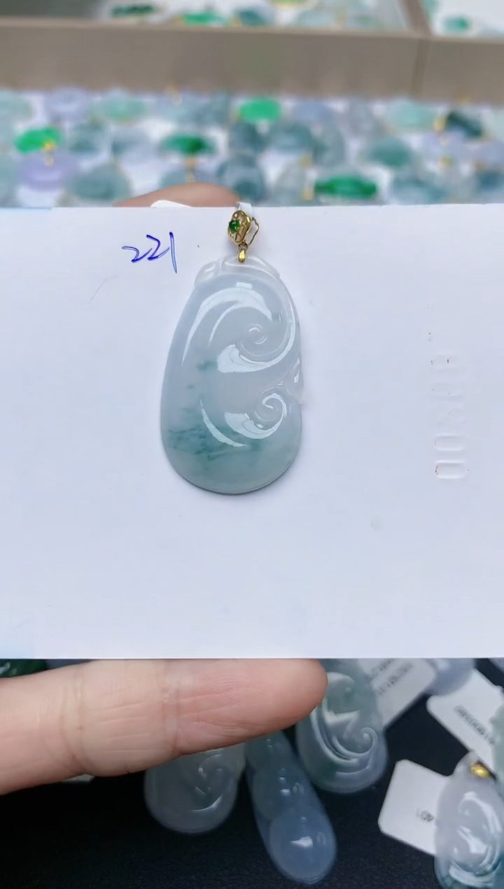 【闪购商品】翡翠颈饰18K金镶嵌天然翡翠A货    221