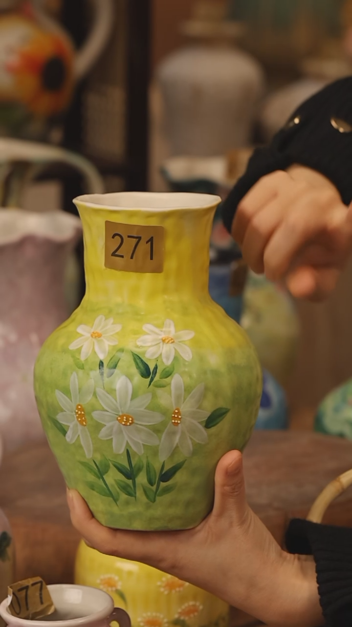 陶瓷景德镇设计师手作花器摆件侘寂风@M271@