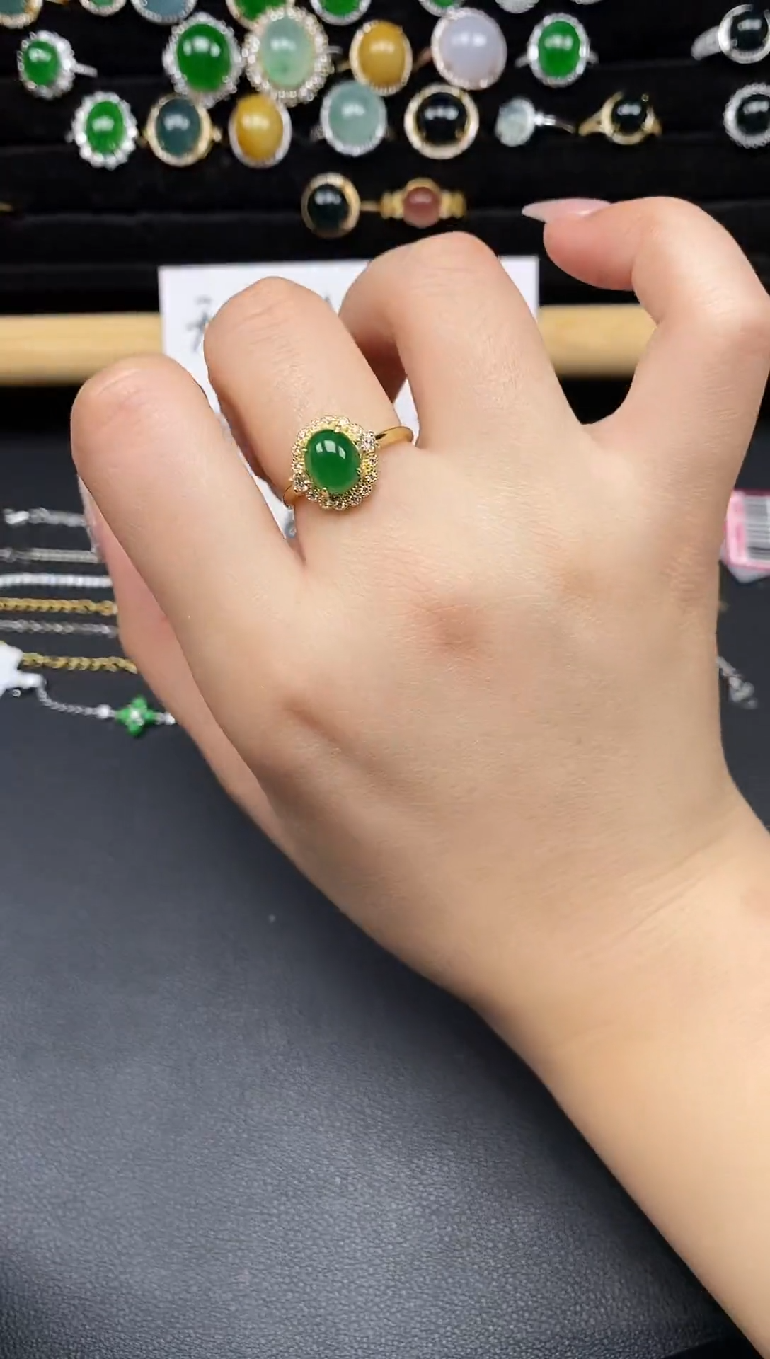 银S925镶嵌戒指翡翠38538