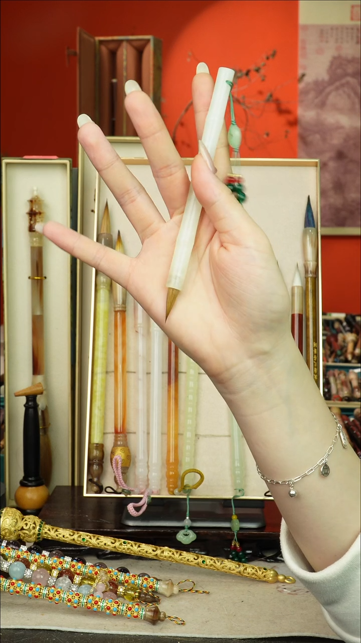 15号闪孤品高货毛笔链接 清水试笔 蘸墨不退