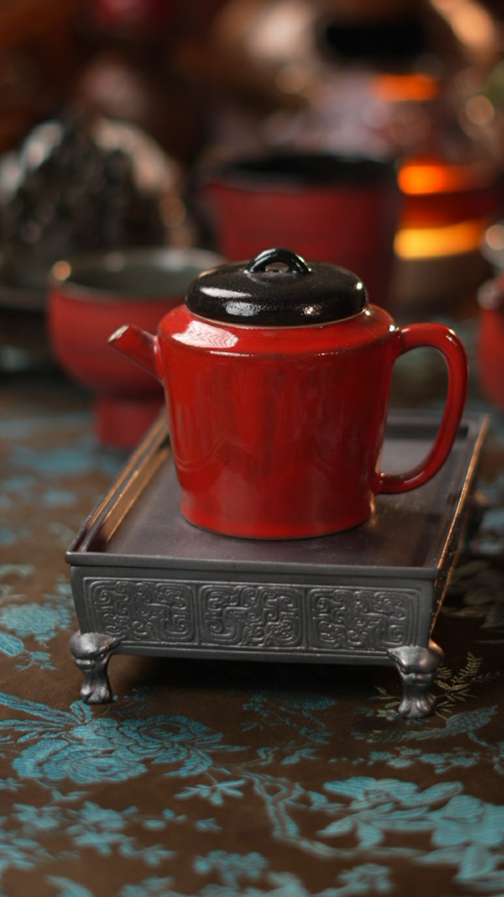 【闪购商品】茶壶红粉引亮釉茶壶