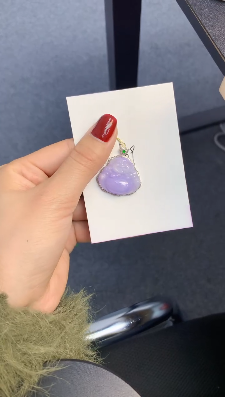 颈饰18K金镶嵌翡翠天然缅甸A货翡翠