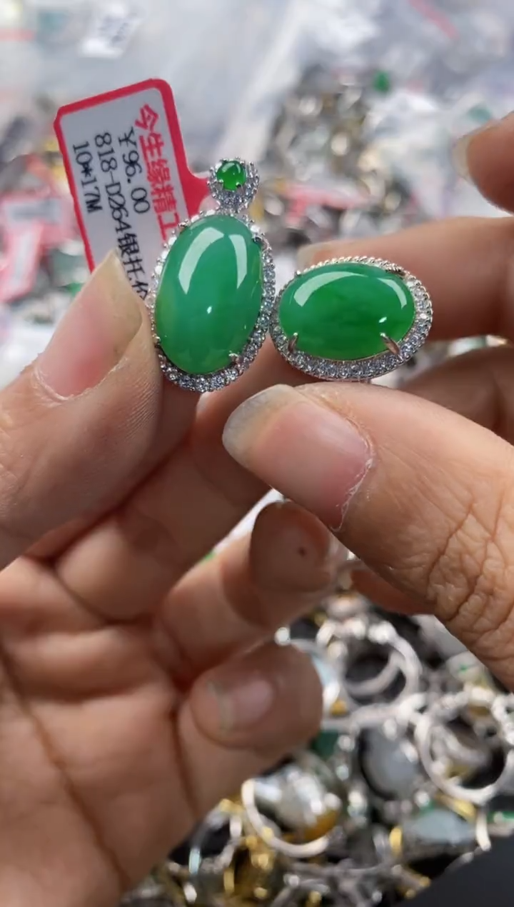 银S925镶嵌戒指翡翠12                2