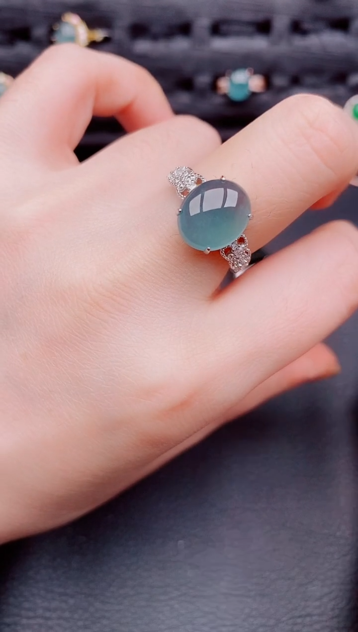 【闪购商品】翡翠戒指银S925镶嵌天然a货翡翠541