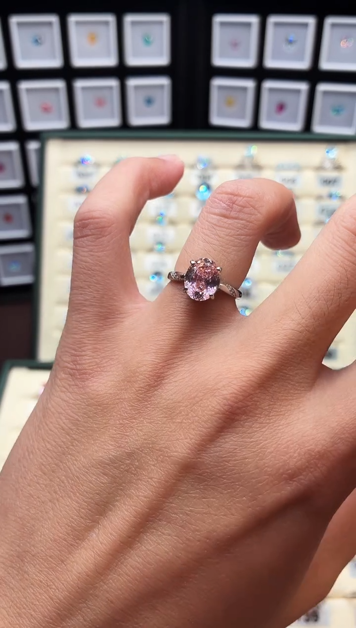 戒指彩色蓝宝石银S925镶嵌1199