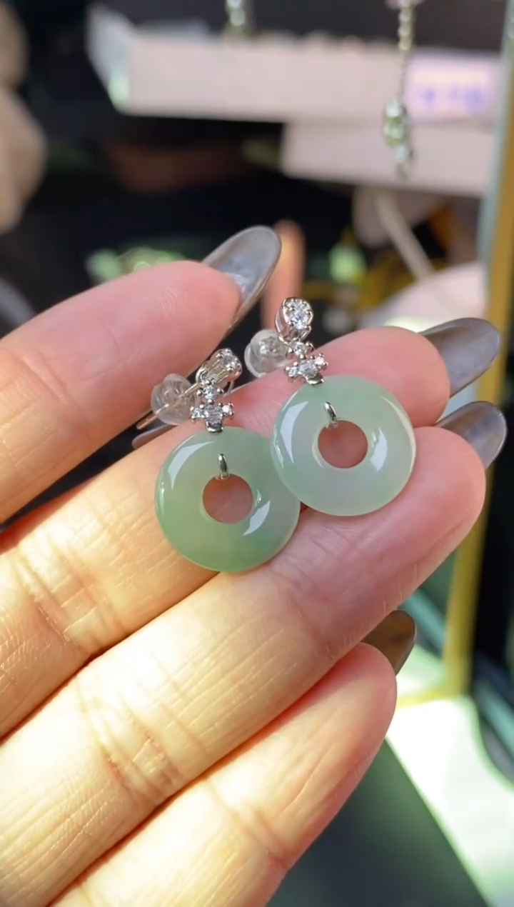 颈饰银S925镶嵌翡翠净货17297