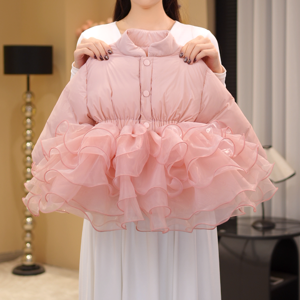 【美】2025冬季新款小众设计蓬蓬纱收腰加厚加棉女童冬款棉服