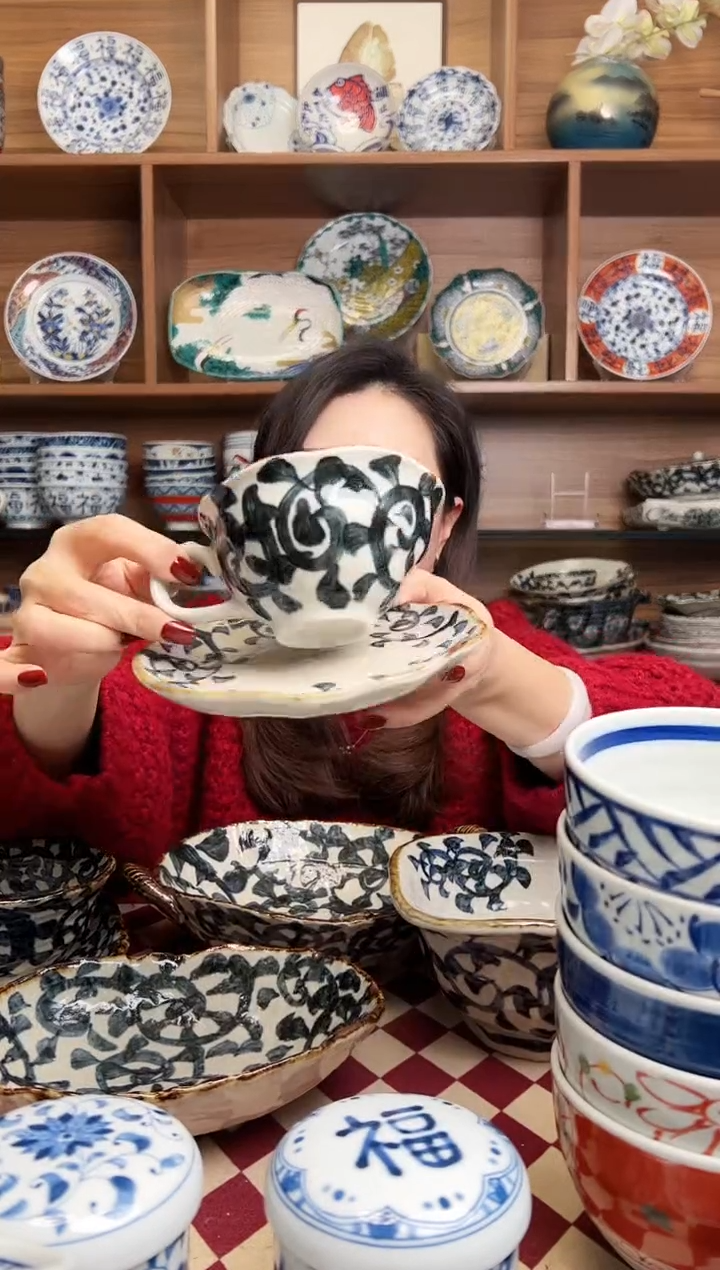 【闪购商品】瓷片章鱼唐草  红茶杯套装