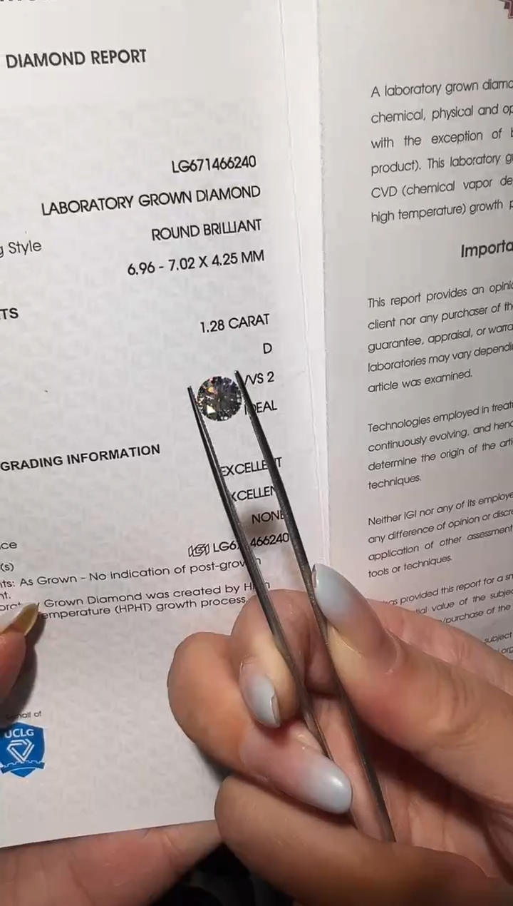 【闪购商品】实验室培育钻石裸石未镶嵌尾号LG6240 1.28ct