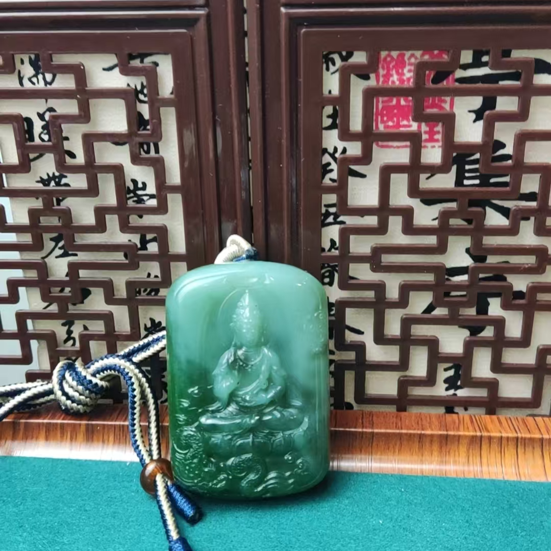 和田玉-----碧玉猫眼观音吊坠