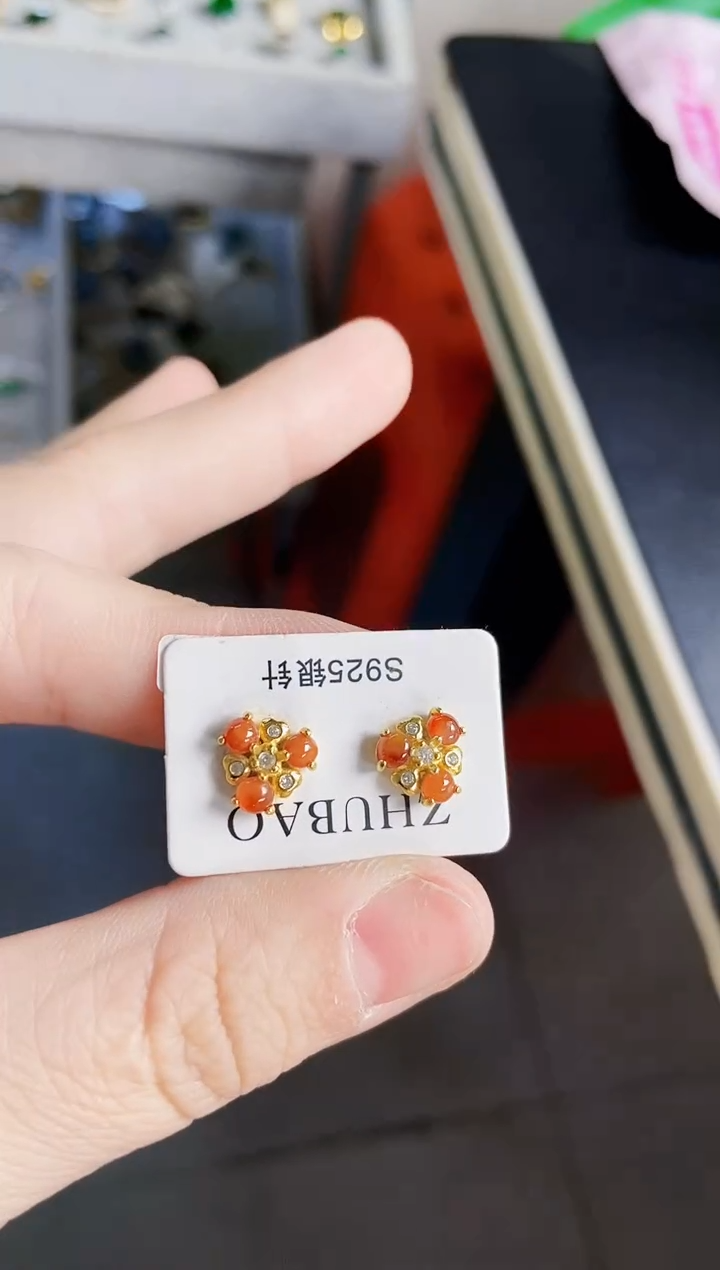 【闪购商品】翡翠银S925镶嵌耳饰656546