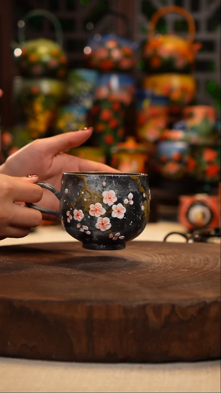 紫砂 油画釉下彩手绘