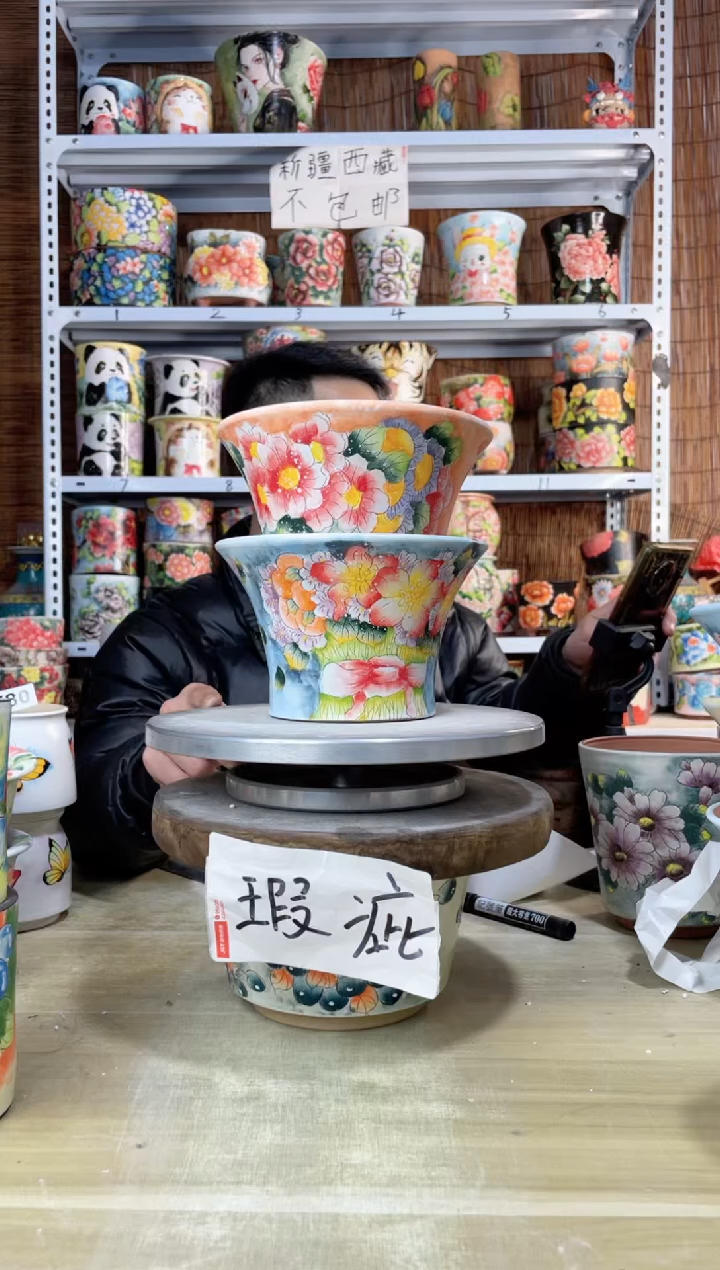 【闪购商品】摆件397陶花岛多肉陶瓷花盆罐——微瑕