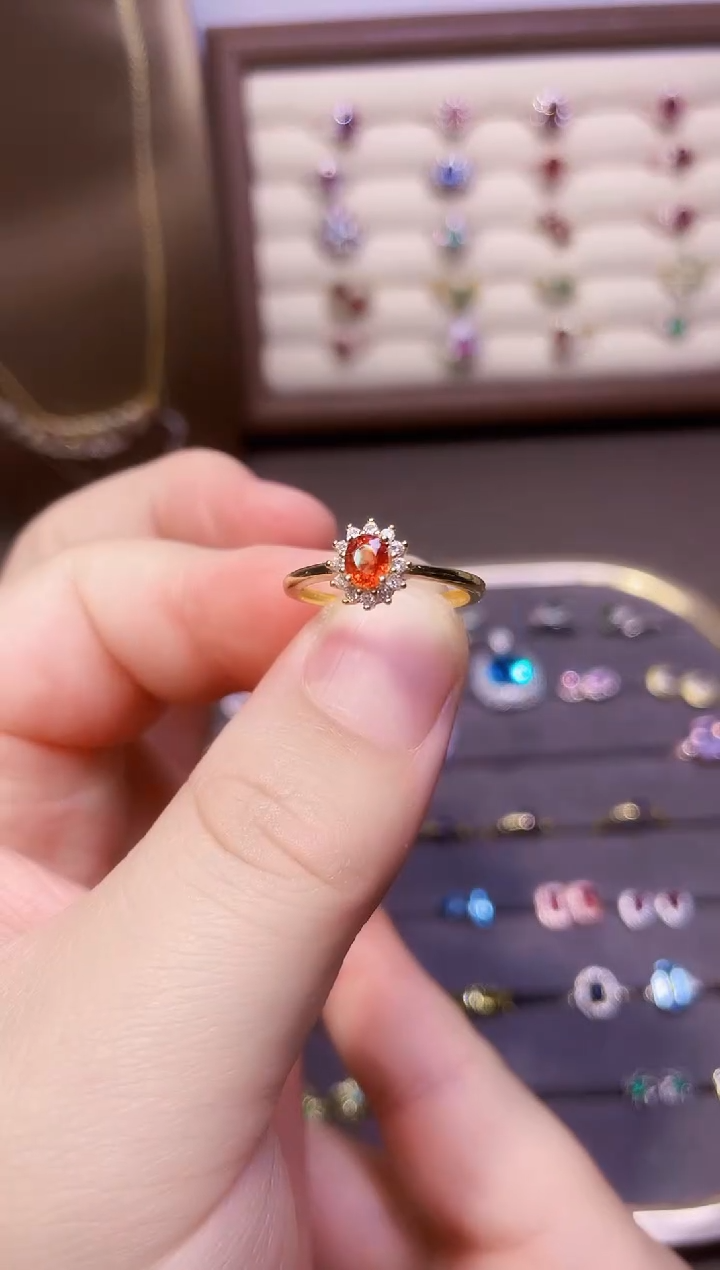 【闪购商品】彩色蓝宝石戒指银S925镶嵌一枚