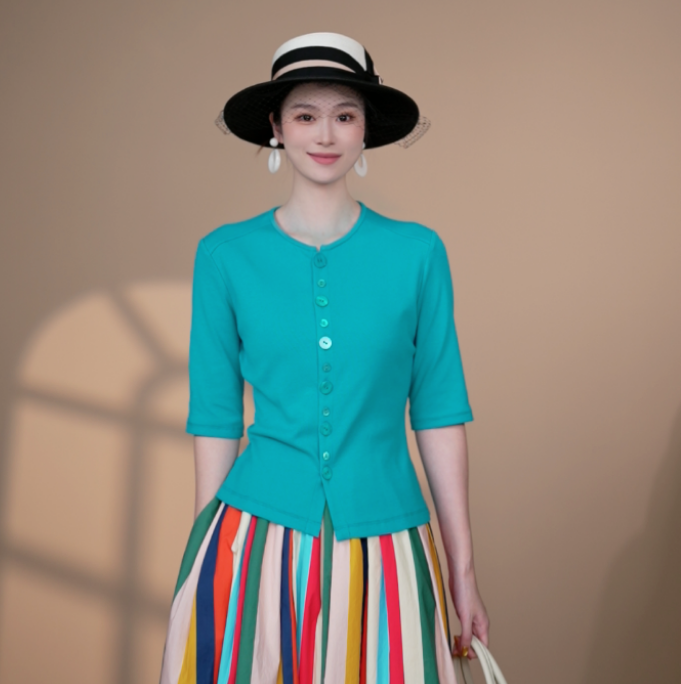 小井定制私服2【巴黎周末】新款女装上衣气质修身打底J24W235