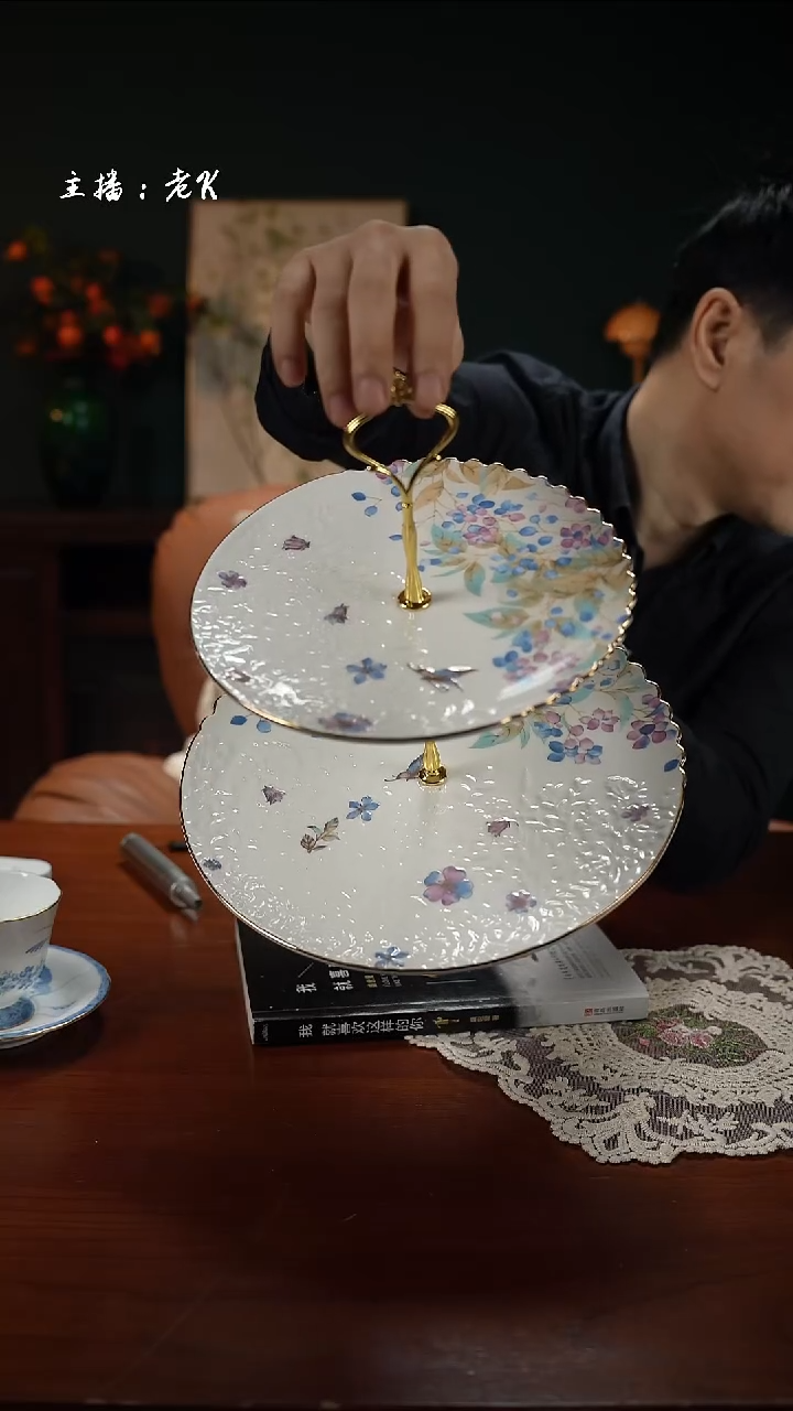 高端礼品（ANNA家）秘密花园系列双层点心盘缤纷紫-TY