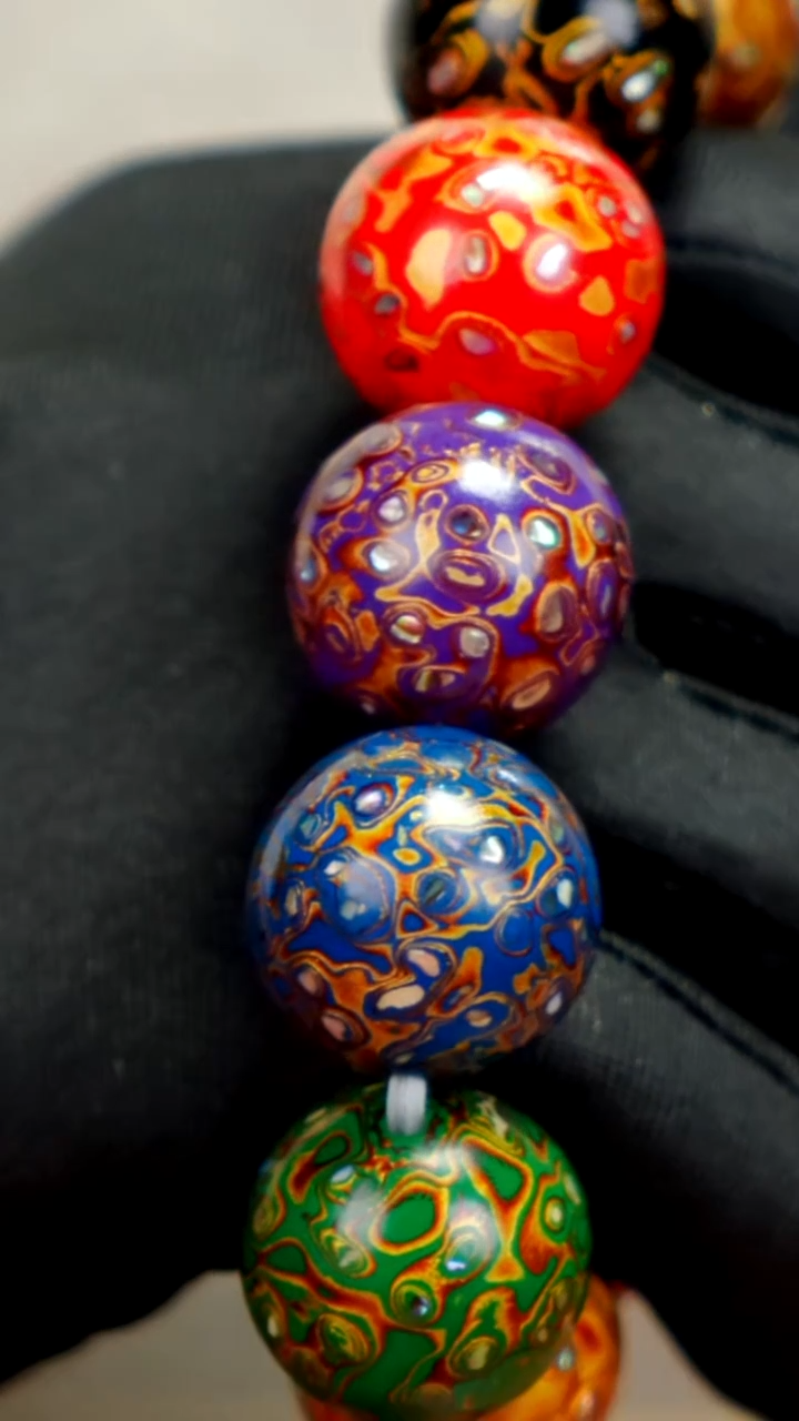 疯子大漆多宝手串螺钿20mm  11颗