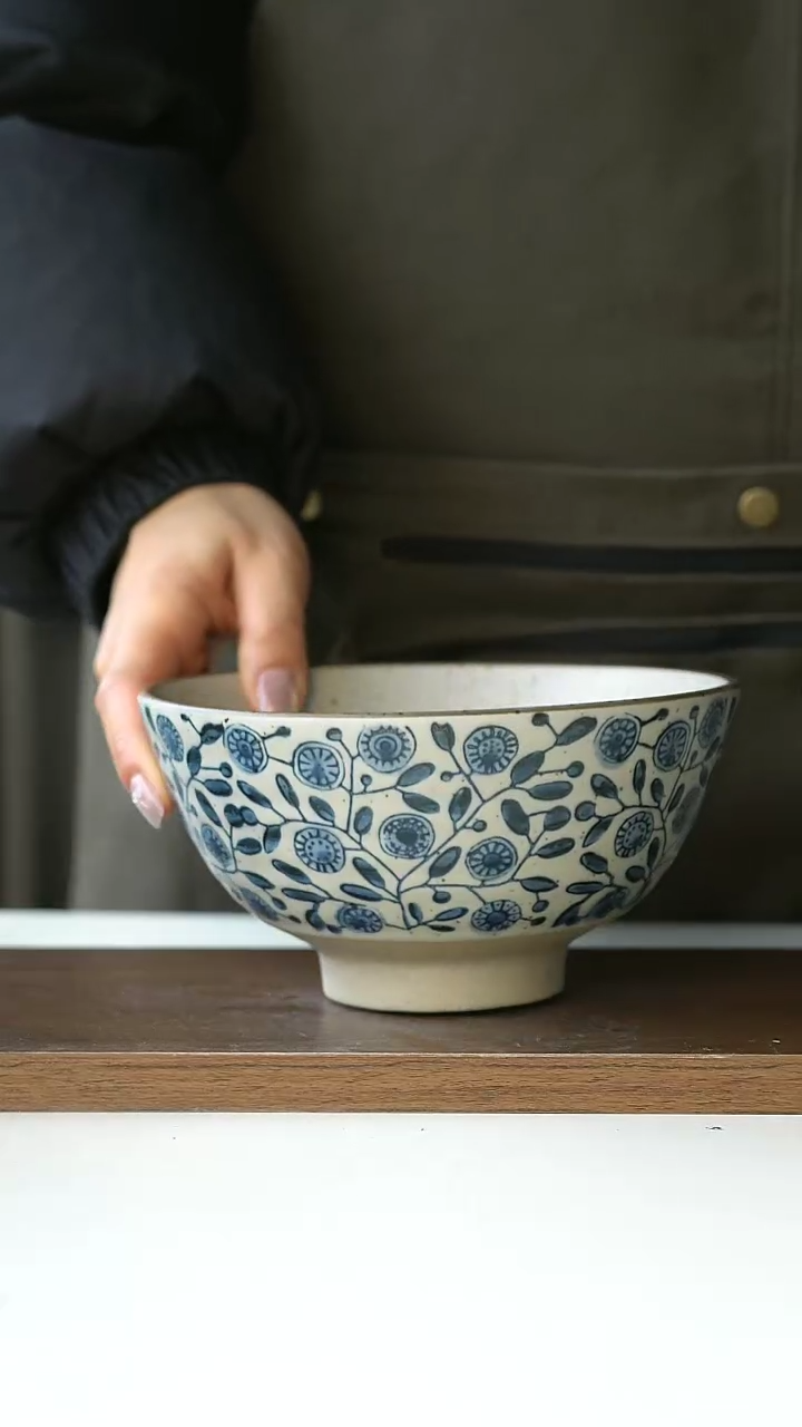 【闪购商品】陶瓷手绘金盏花面碗16cm@4-2@