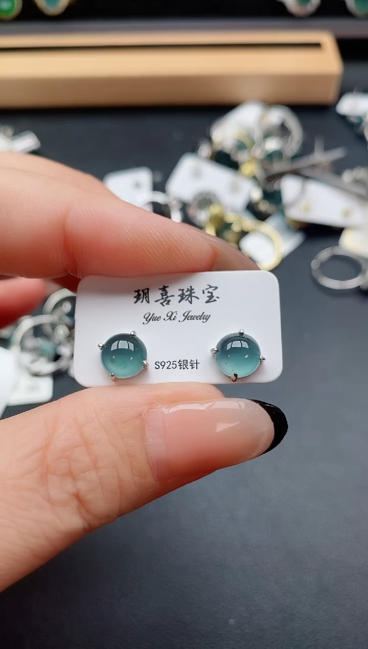 银S925镶嵌戒指翡翠1