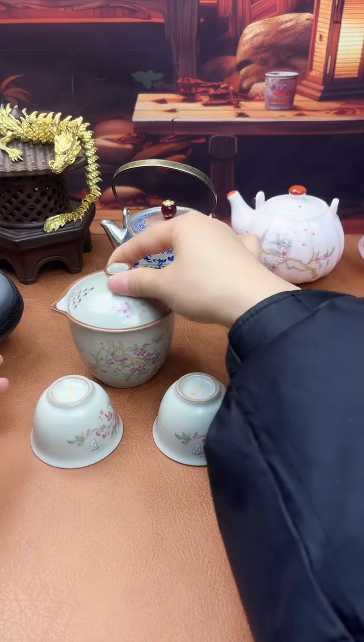 陶瓷茶具摆件旅行套组