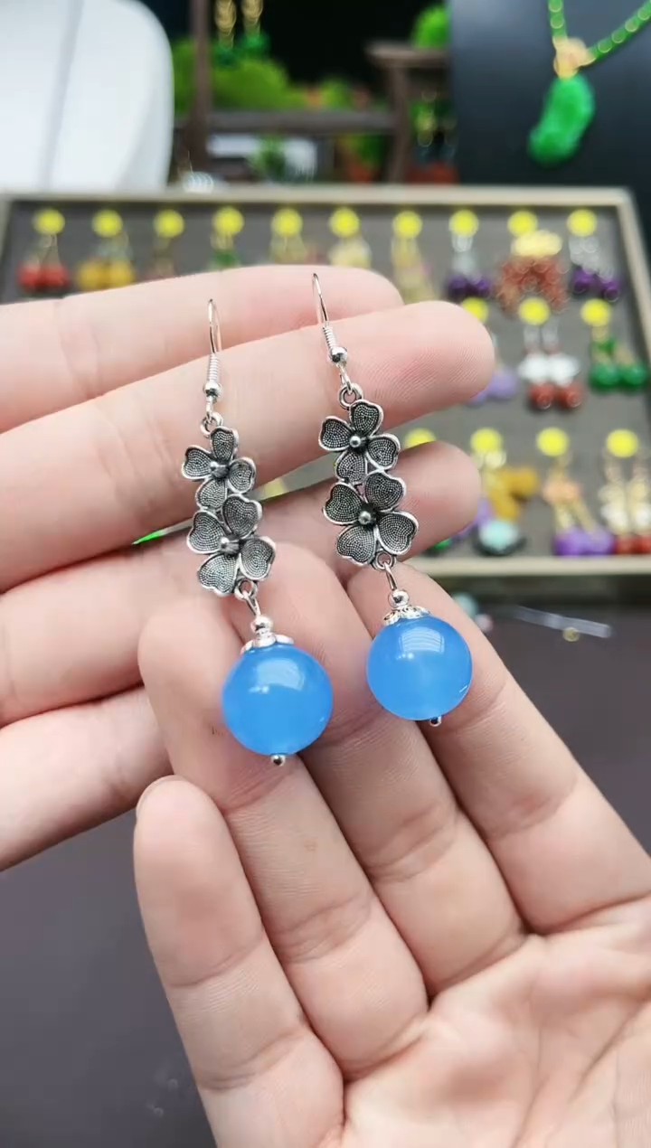 【闪购商品】玛瑙/玉髓耳钉银S925镶嵌712000