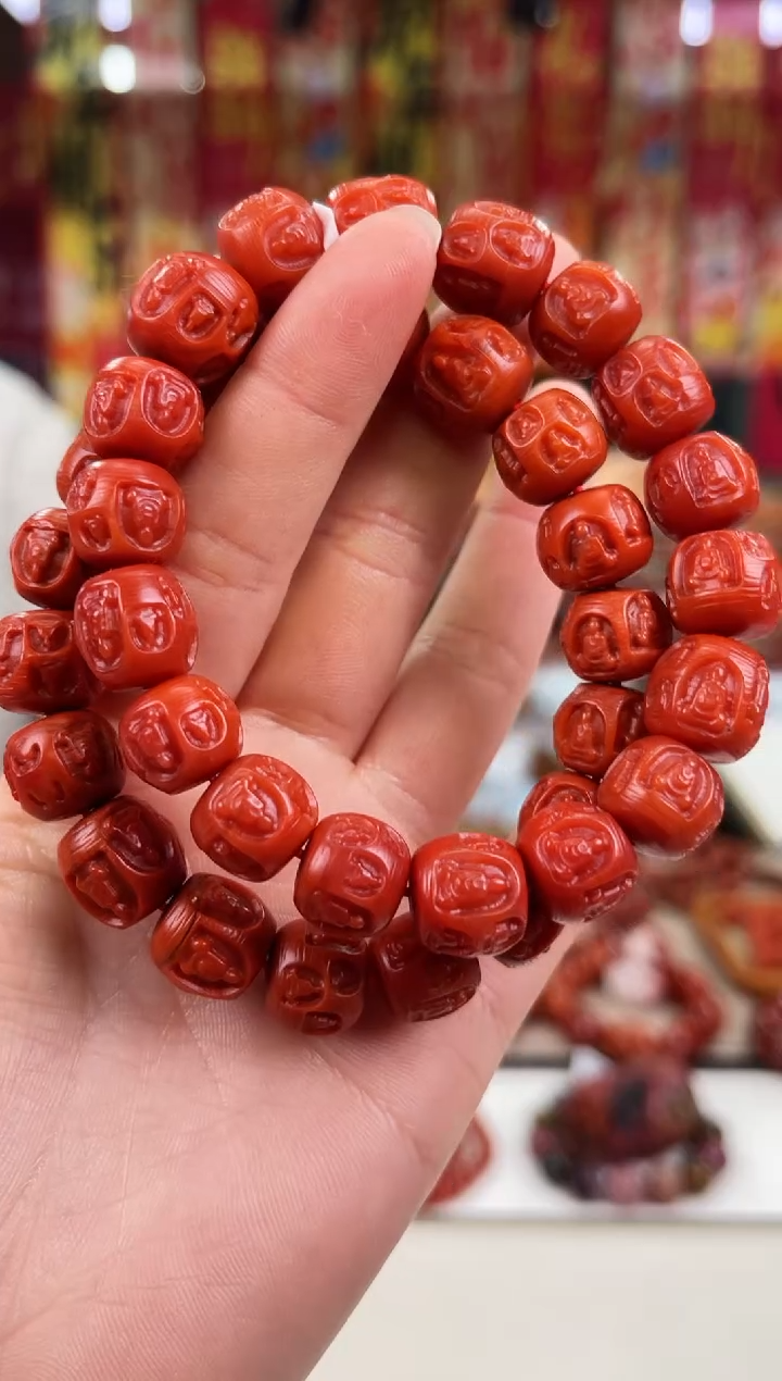 未镶嵌保山雕刻手串11~12南红玛瑙（多样式发其一）