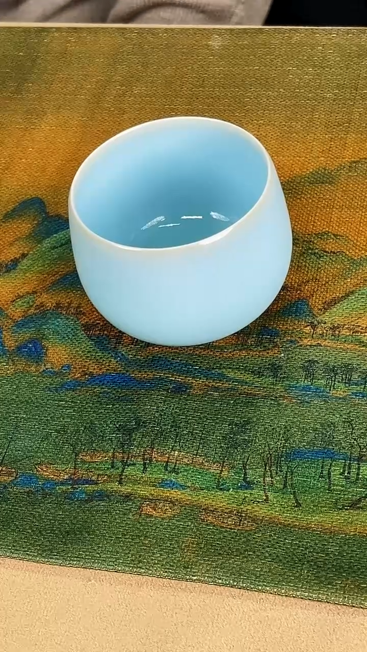 杯子瓷韩红 天青釉 大禅定