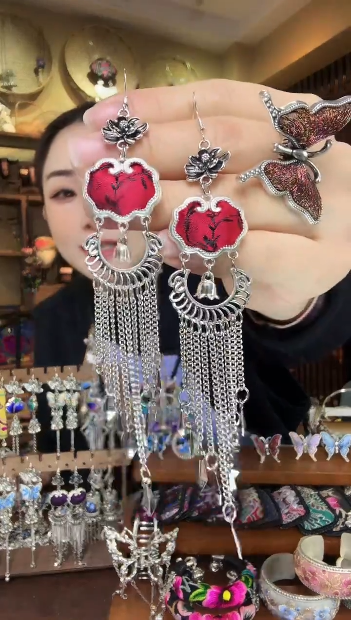 刺绣非遗刺绣民族风耳环