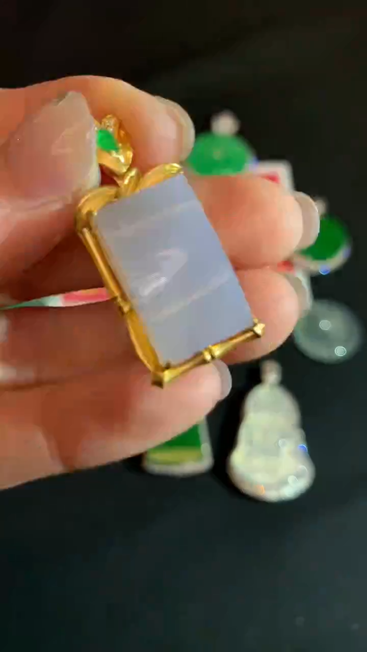 【闪购商品】翡翠18K金镶嵌吊坠(不含链)无事牌不退不换|3980+0