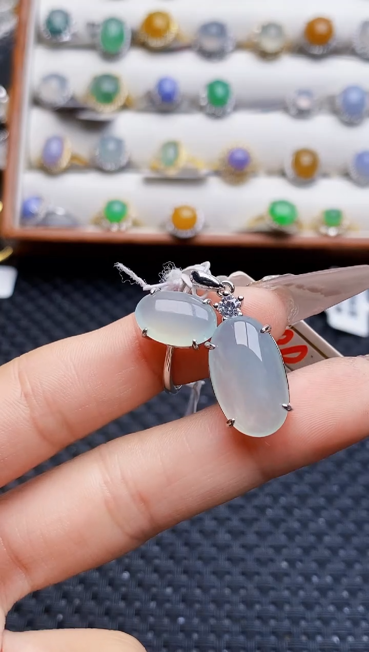 银S925镶嵌戒指翡翠6876