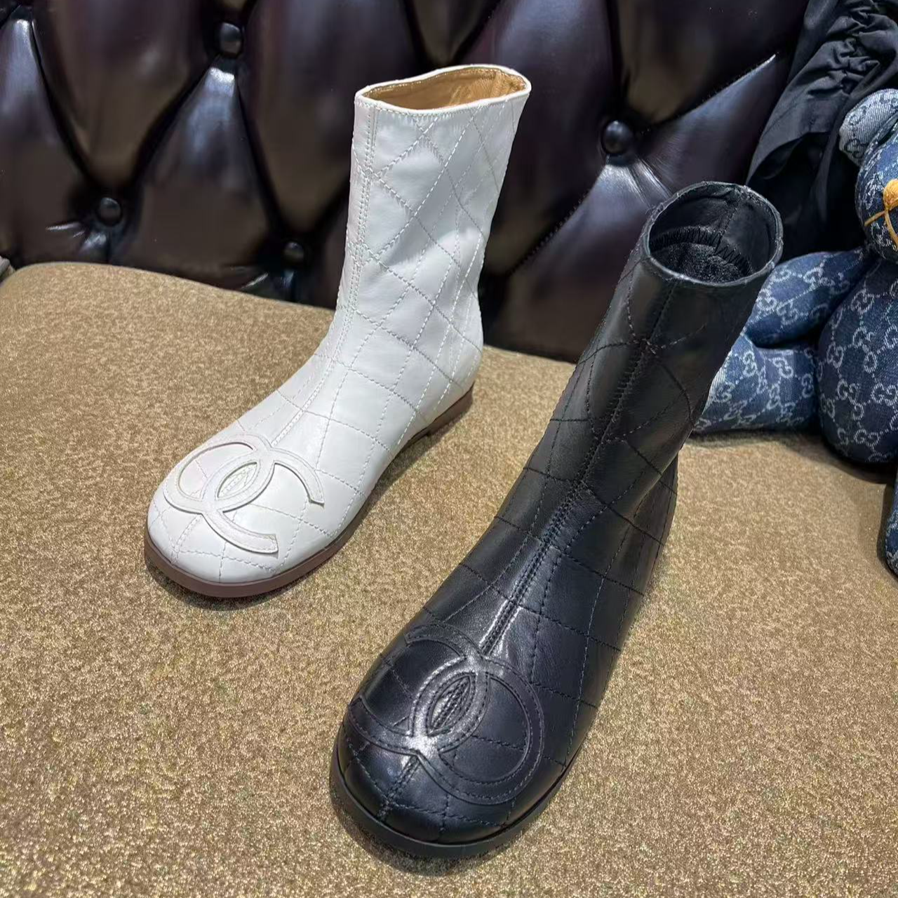 [大韩韩]秋季新品638-22加绒羊皮自然褶皱质感百搭帅气中筒靴