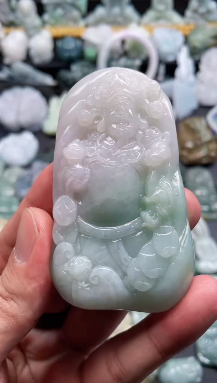 颈饰未镶嵌翡翠89  天然翡翠a货  财神