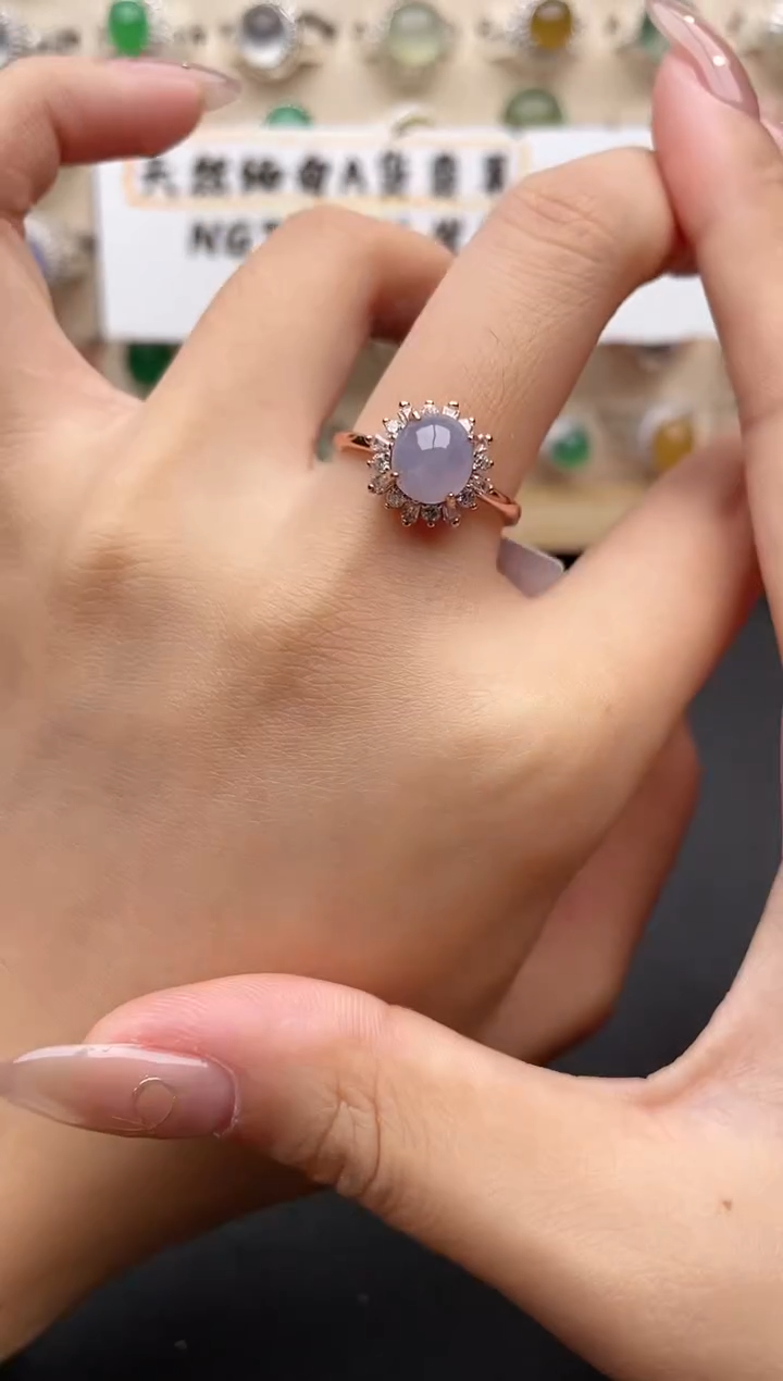 【闪购商品】翡翠戒指银S925镶嵌一物一证一礼盒