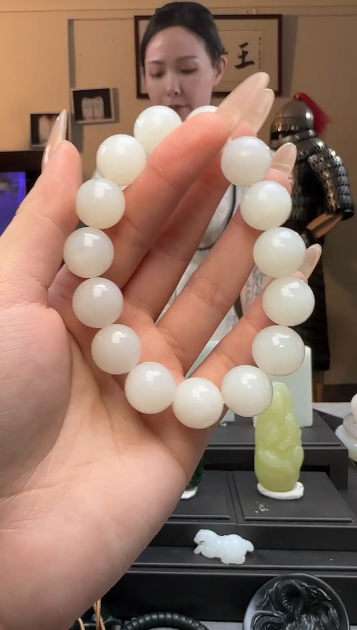 【闪购商品】和田玉白玉圆珠未镶嵌手串