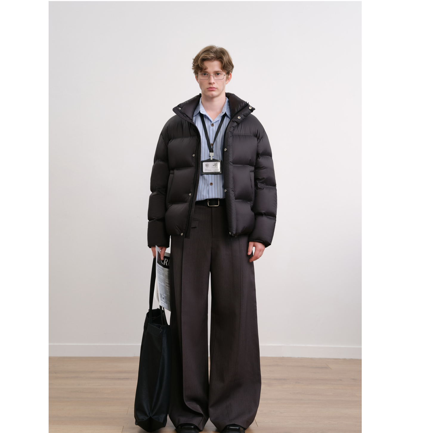 流石男装轻盈蓬松羽绒服2025年冬季男士简约经典高级感立领面包服