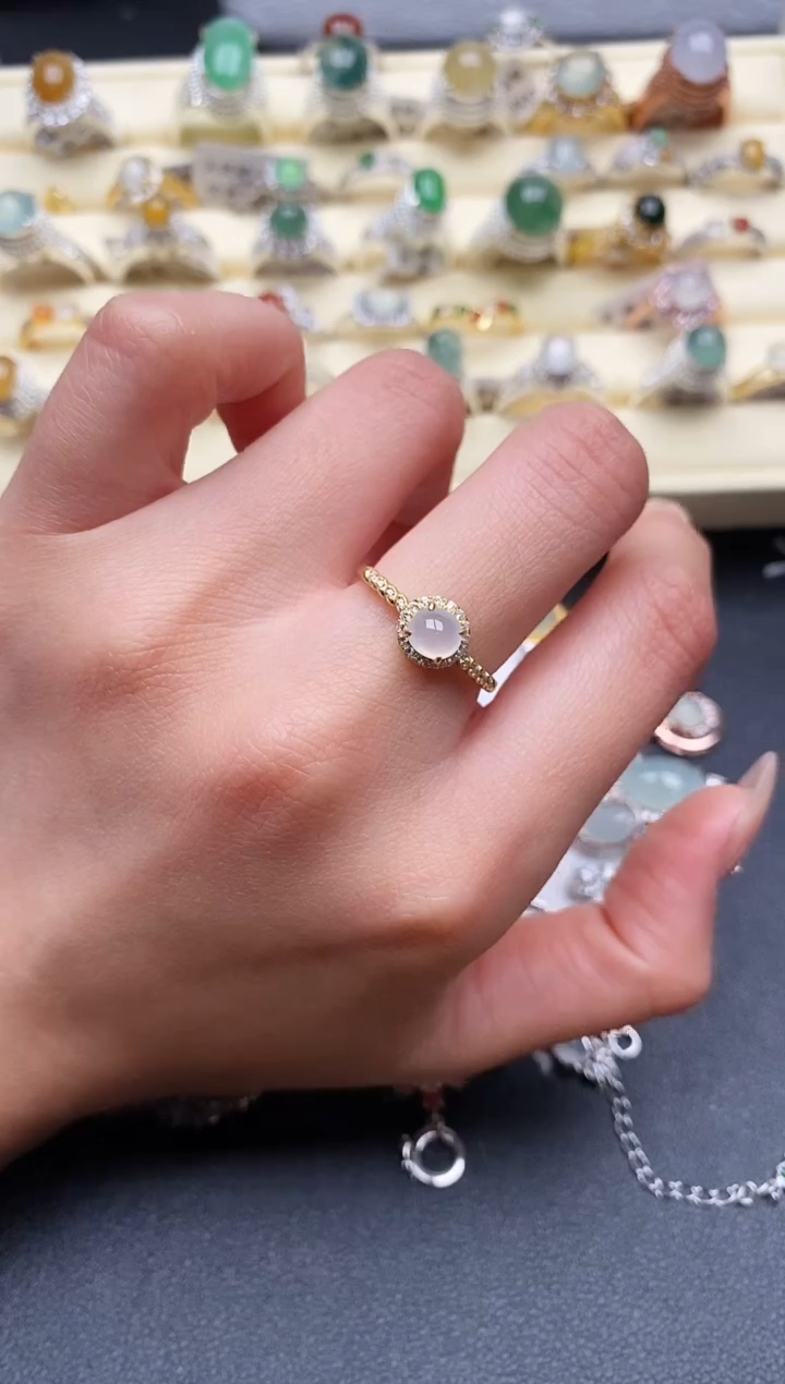 【闪购商品】翡翠戒指银S925镶嵌888888+9