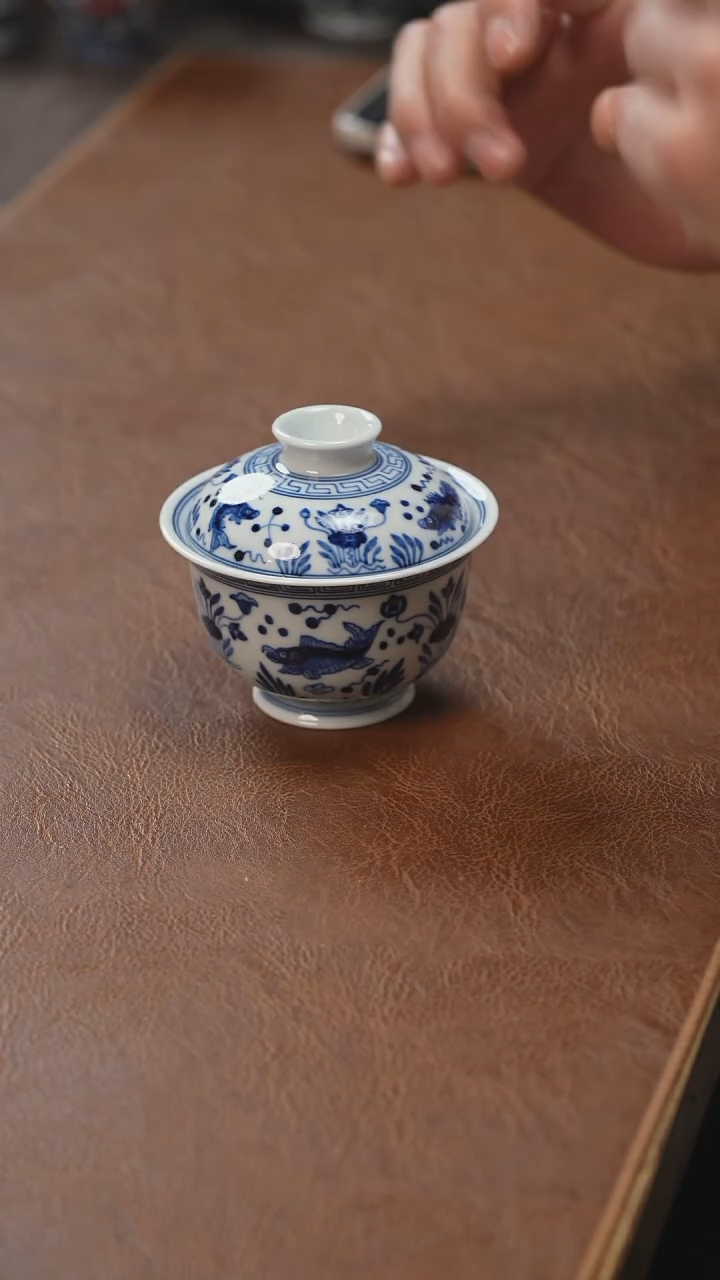 【闪购商品】盖碗元宝鱼藻盖碗