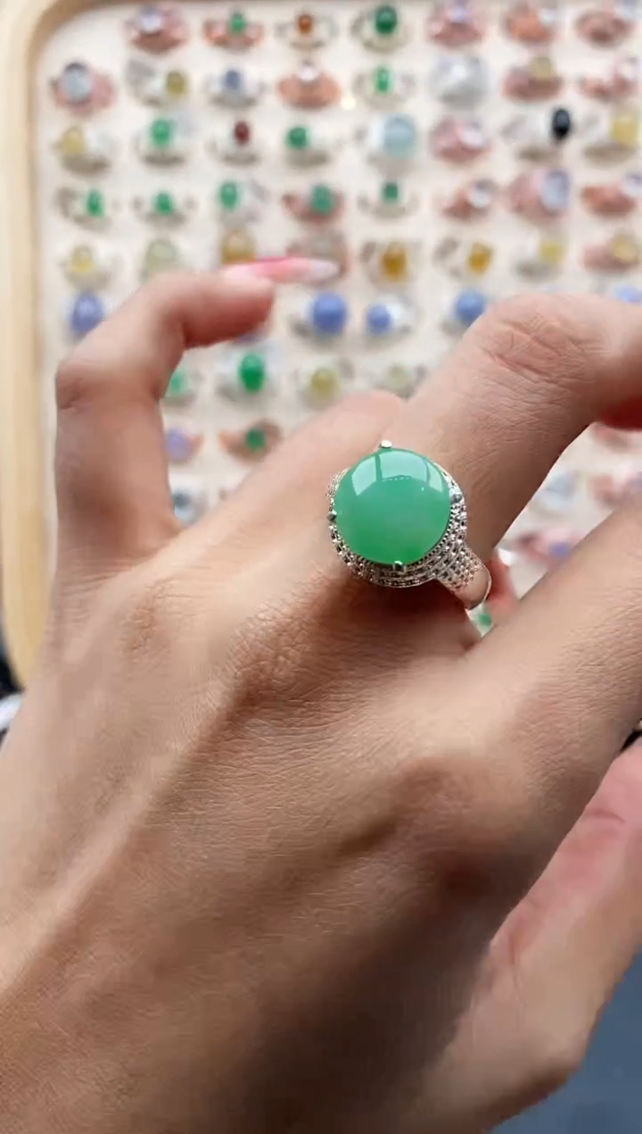 【闪购商品】翡翠戒指未镶嵌缅甸天然A货翡翠444  6-6