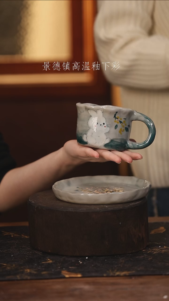 陶瓷  景德镇高温釉下手绘陶瓷@L774@