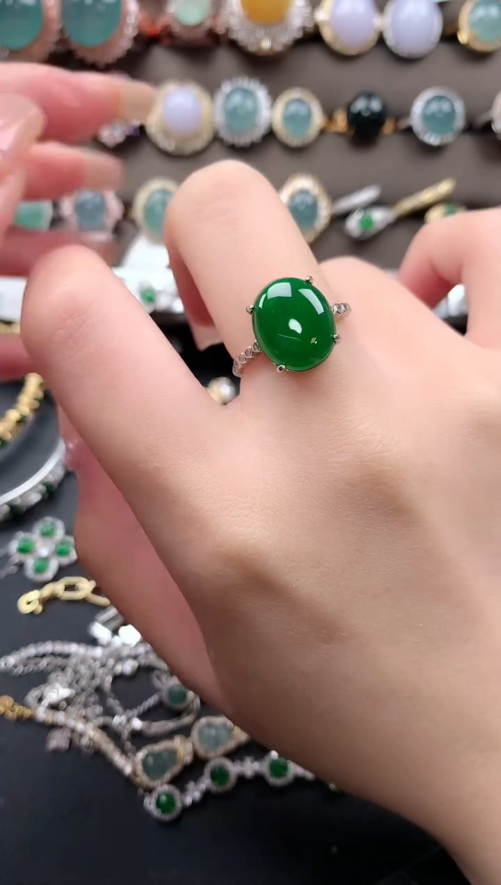 【闪购商品】翡翠戒指银S925镶嵌52141