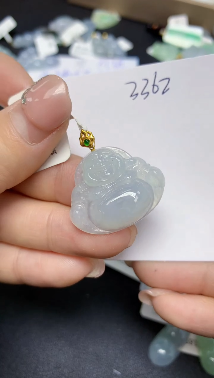 【闪购商品】翡翠挂件18K金镶嵌 天然翡翠A货