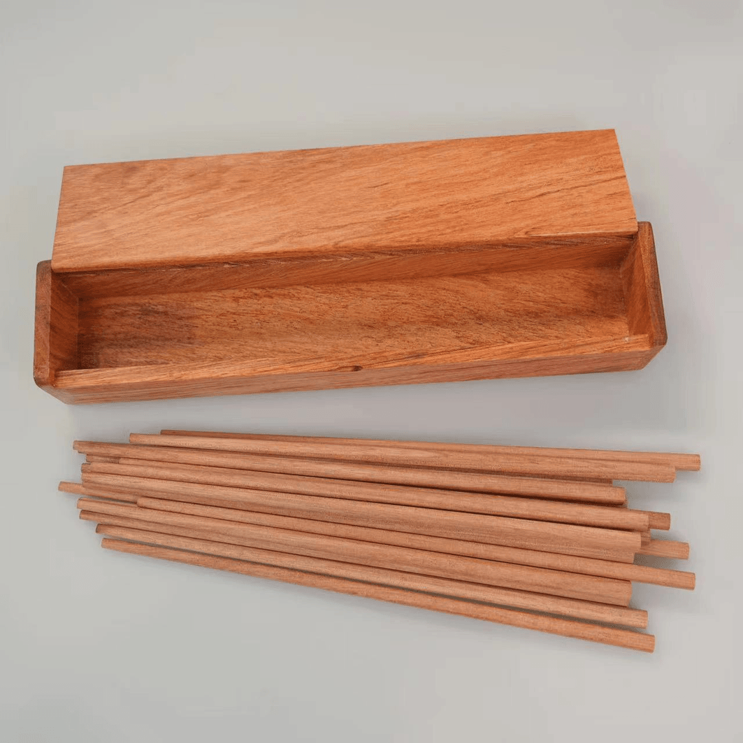 缅甸花梨原木筷子+原木盒子（10双) 尺寸：27*5.5*4cm  JZ175