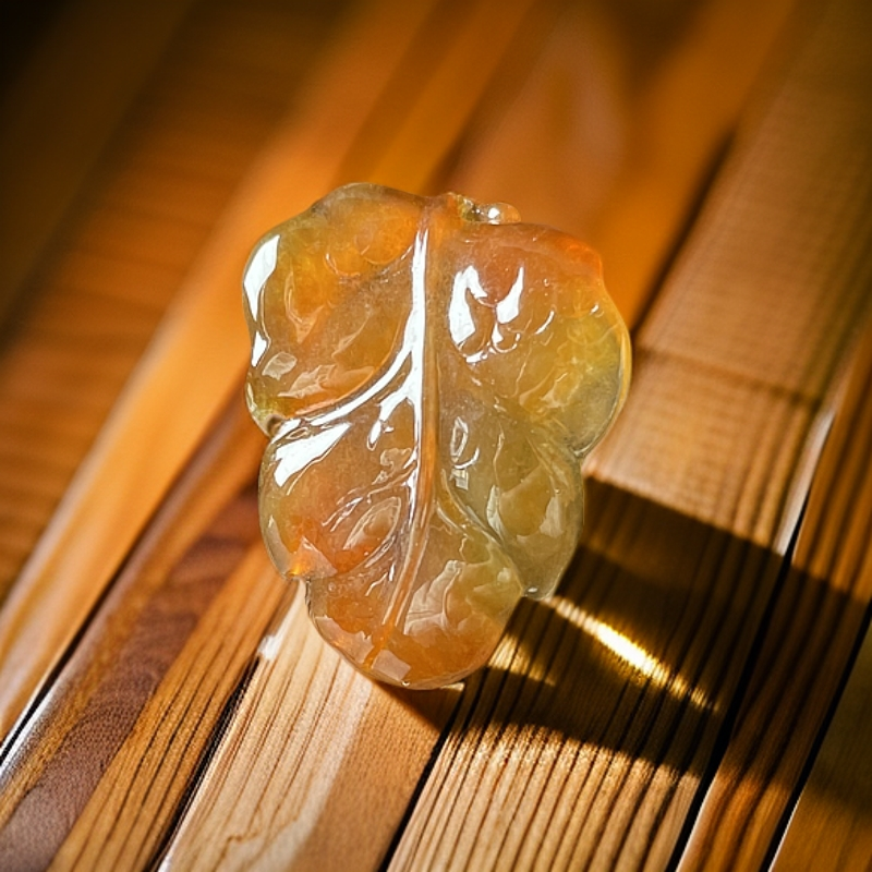 天然缅甸a货翡翠黄翡叶子