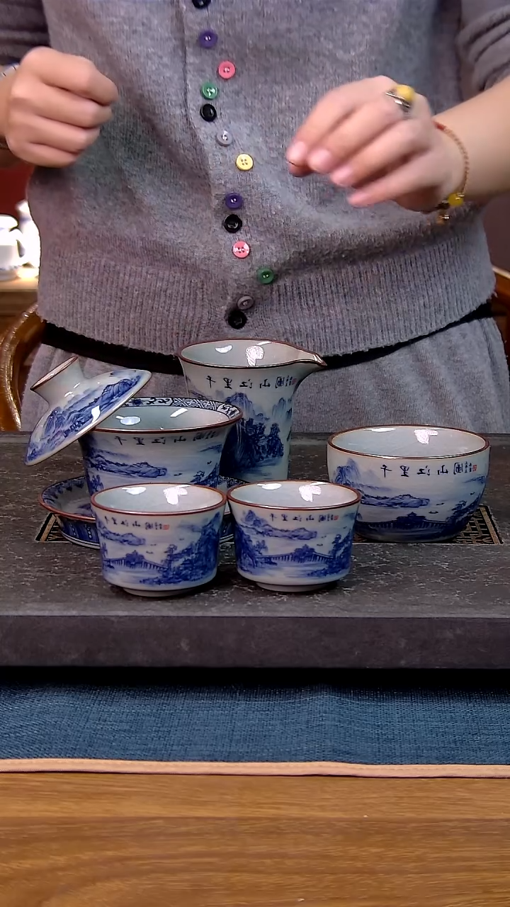 简装家用款5件套 老陶泥开片纹陶瓷茶具